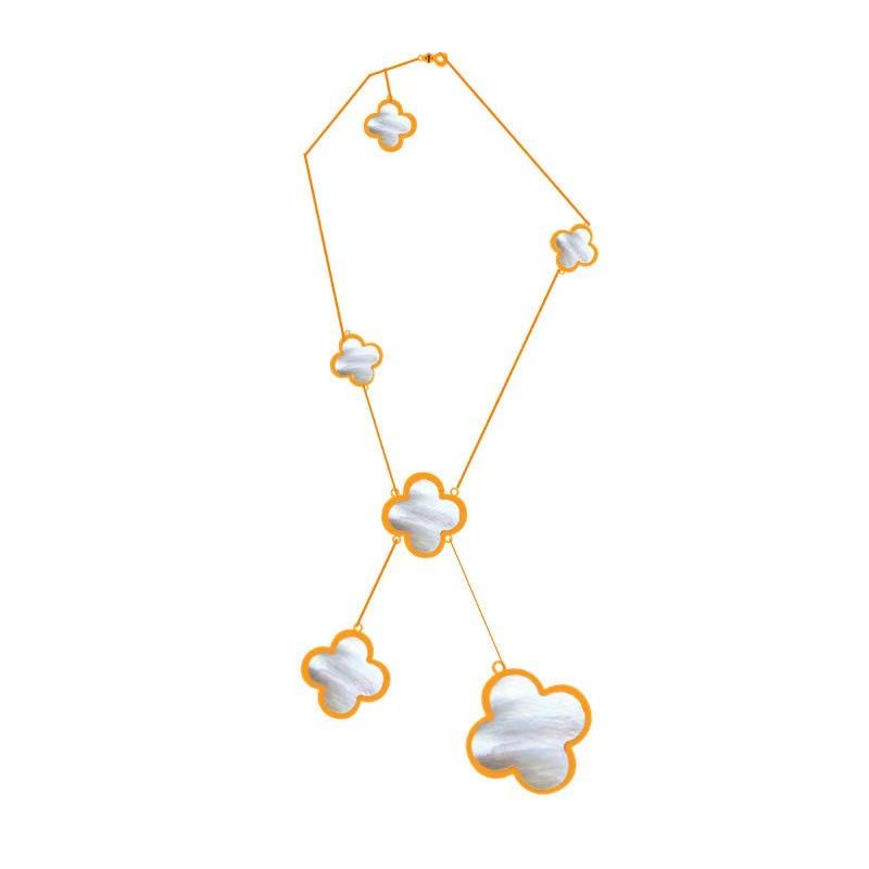 High Version Double-sided Lucky Four-leaf Clover 6-flower Necklace Female Mother-of-pearl Pendant Clavicle Chain