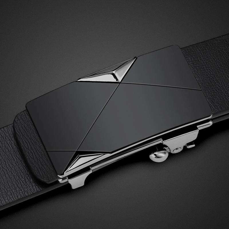 Belt Men'S Genuine Leather Toothless Automatic Buckle Cowhide Belt Casual Youth Business Non-Porous Belt