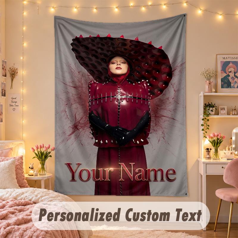 Custom Personalized Tapestry,Lady Gaga Print Custom Name Text Wall Art Hanging for Bedroom