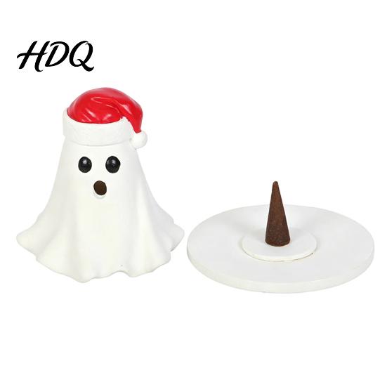 Decorative Resin Figurine Ghost Incense Burner Christmas Hat Holder with Burner for Home Cones Cone Holder Yoga Room Halloween Decor Unique
