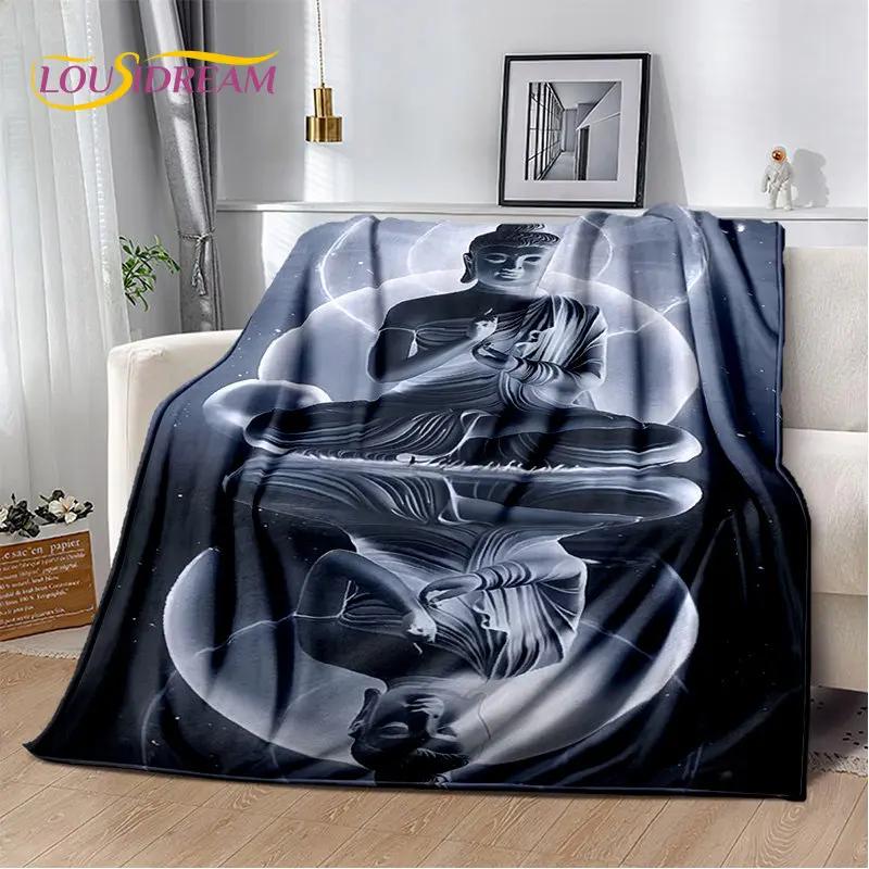 Manta de felpa suave de Buda Sakyamuni budismo fe religión, manta de franela para sala de estar, dormitorio, cama, sofá, oración