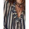 TIFICY Blusas e camisas femininas casuais primavera outono com estampa listrada e manga comprida e decote em V