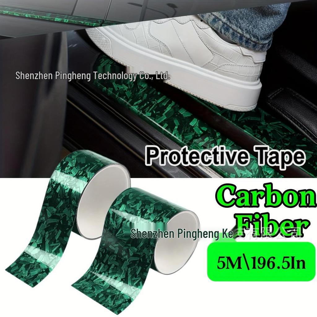 5m Glossy Gold Floral Carbon Fiber Car Sticker for Door Sill and Rearview Mirror (5cmx5m)