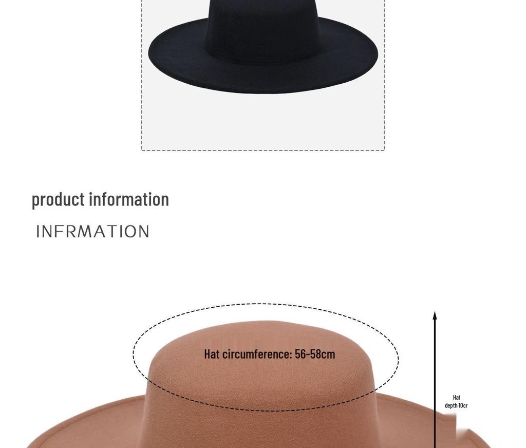 Women's Autumn/Winter Wool Felt Fedora - Large Brim Jazz Hat in French Hepburn Style