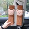 1pc Cute Cartoon Bear Car Seatbelt Cover Leather Seat Belt Harness Cushion Auto Shoulder Strap Protector Pad for Children Kids