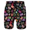 Cartoon Music Colorful Graffiti Beach Shorts Men 3d Print Swim Trunks Summer Surf Board Shorts 80s 90s Street Short Pants