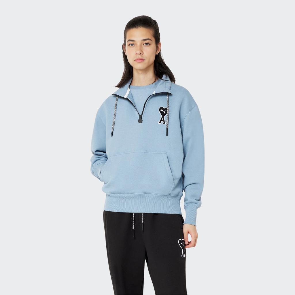 Puma X Ami Half Zip Sweatshirt Faded Denim Unisex Streetwear 535993-73