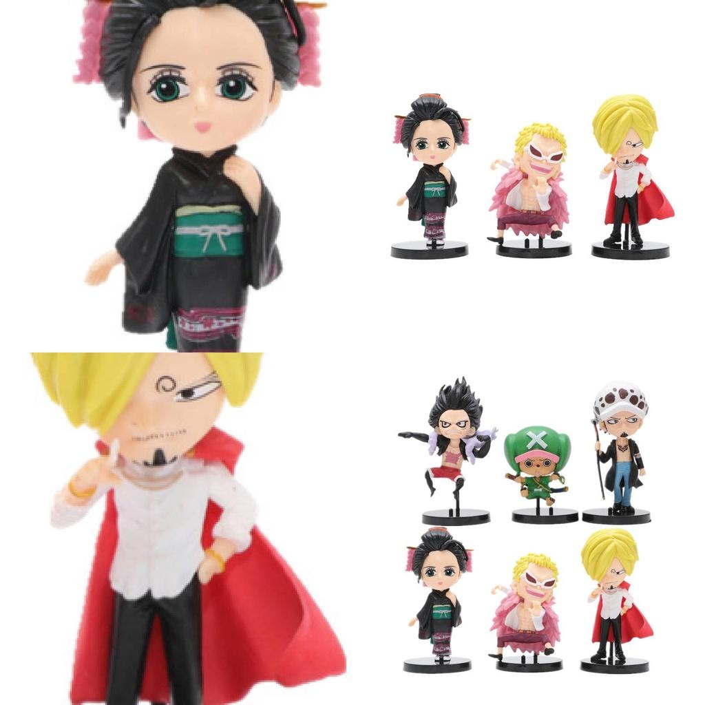 6-piece One Piece Cartoon Miniatures Toy Set Luffy Chopper Zoro Law Ace And Sabo 11cm Height