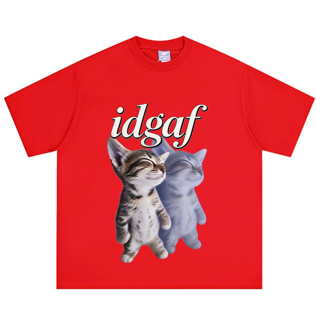 Idgaf Funny Cat Meme T Shirt Unisex Unisex Fashion TShirt Summer Shortsleeved Loose Casual Cotton Oversized Hiphop Tshirts Tops