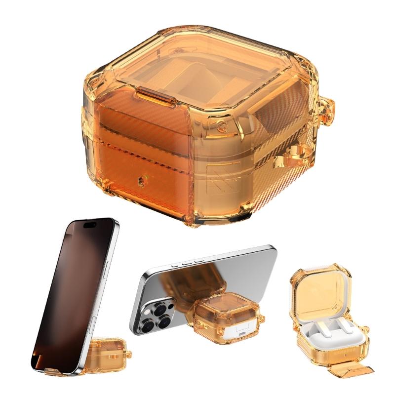 Transparent Shockproof Cover For Buds4/4Pro Headphone Featuring Carabiner Clip Wireless Charging Support Phone Holder