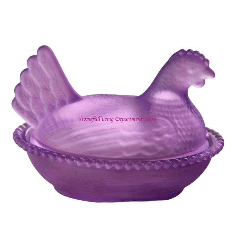 Szklany Kryształowy Pudełko na Cukierki Kura na Gnieździe Słoiczki na Cukierki z Pokrywką Pokryty Półmisek na Cukierki Dekoracje Stołu Talerz na Deser Prezent