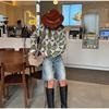 Contrast Jacquard Round Neck Sweater Women's Fashion All-match Green Sweater Diamond Style Sweater Women's Soft Skin-friendly Pullover