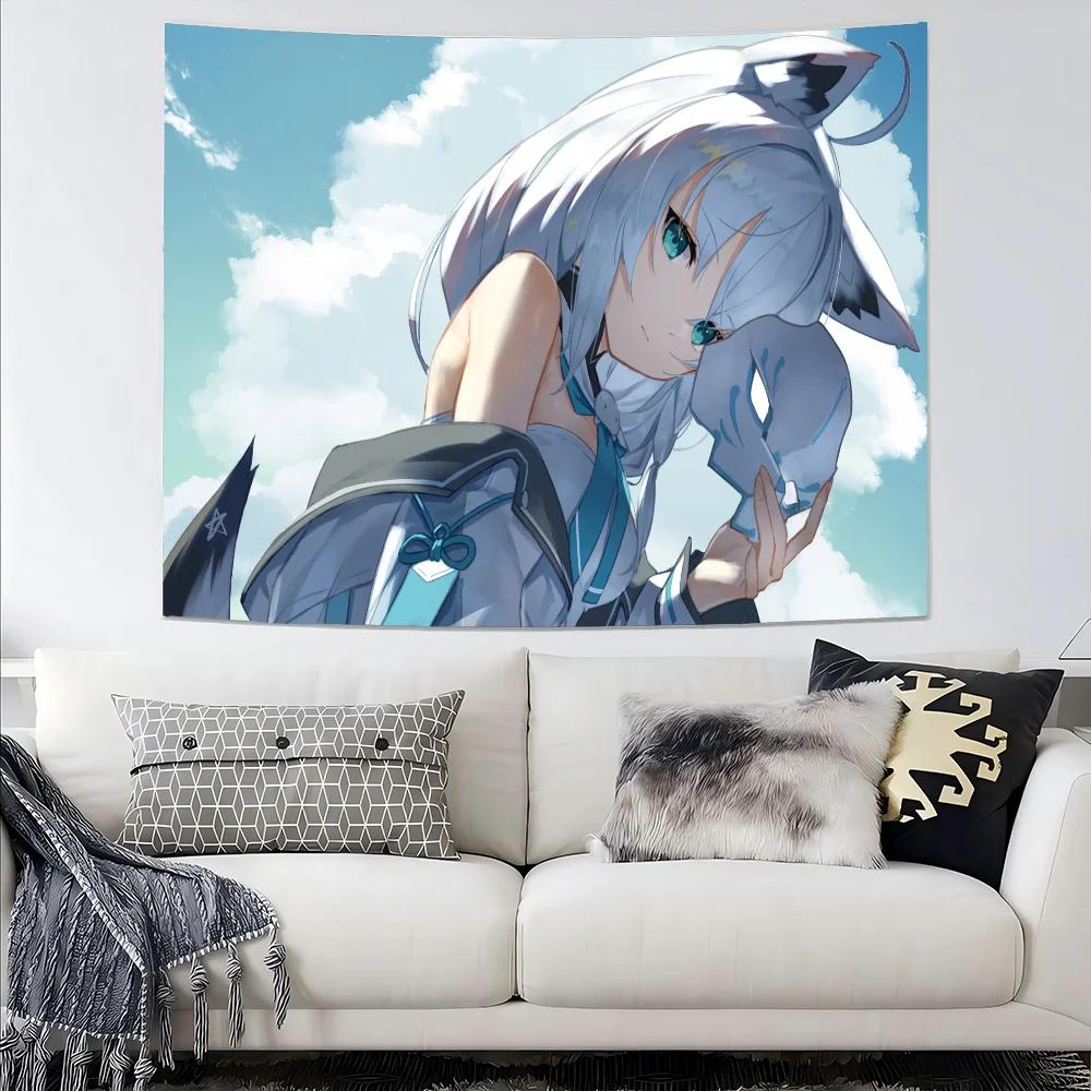 Hololive Shirakami Fubuki Cartoon Tapestry Art Science Fiction Room Home Decor Wall Hanging Home Decor