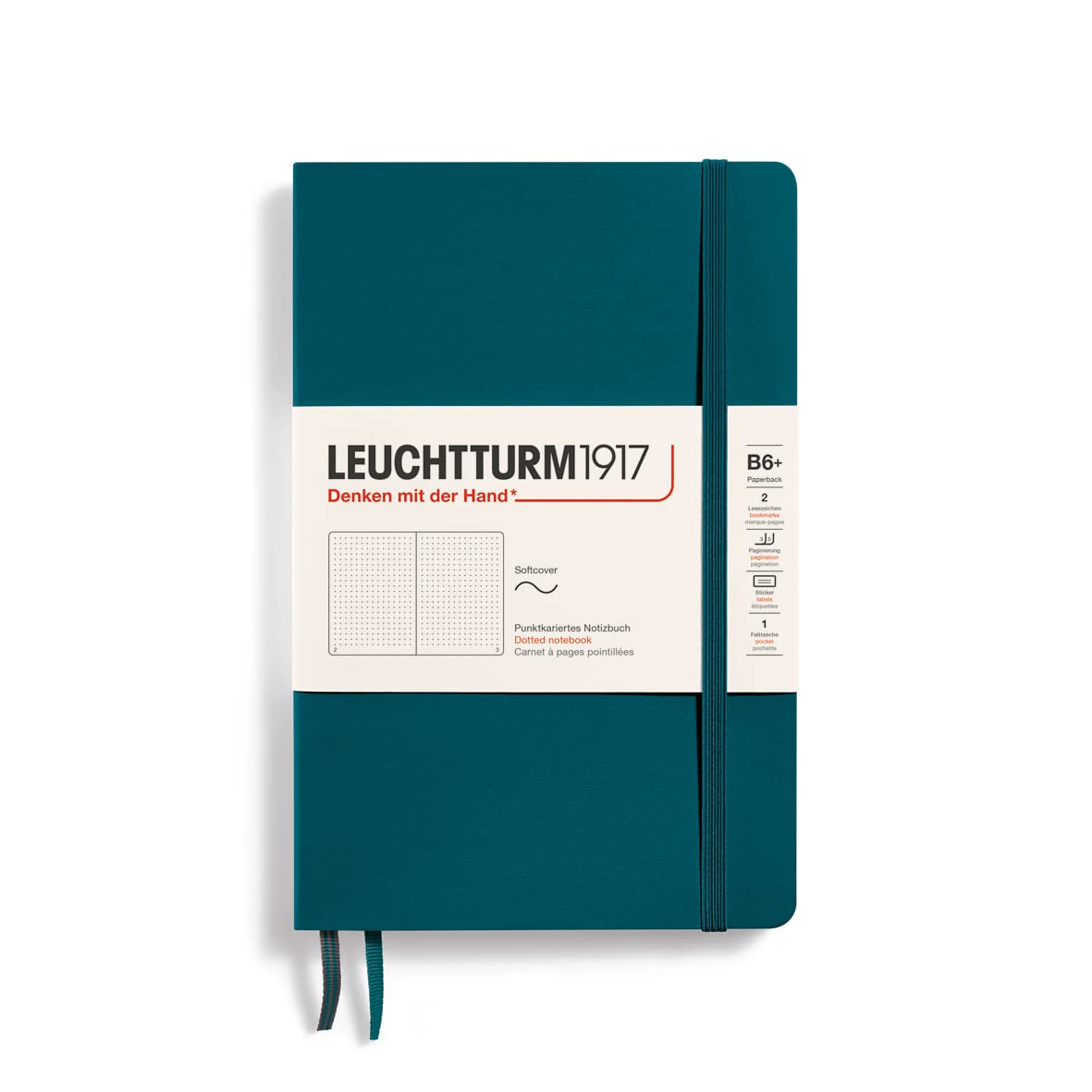 

Leuchtturm B6 Dot Soft Pacific Officially Imported Notebook, Grid, Cover, Green, 359679,
