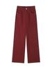 Ancola Red High-Waisted Floor-Length Wide-Leg Slimming Pants, 2025 Spring Women's Collection