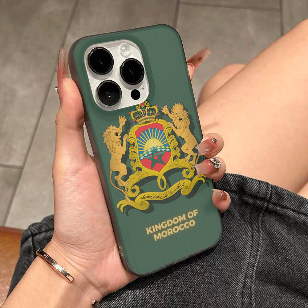 

Morocco Map Flag Corrugated Stripe Phone Case For IPhone 17 16 15 14 13 12 11 Pro Max Plus Pro Shockproof Cover iPhone 14 pro