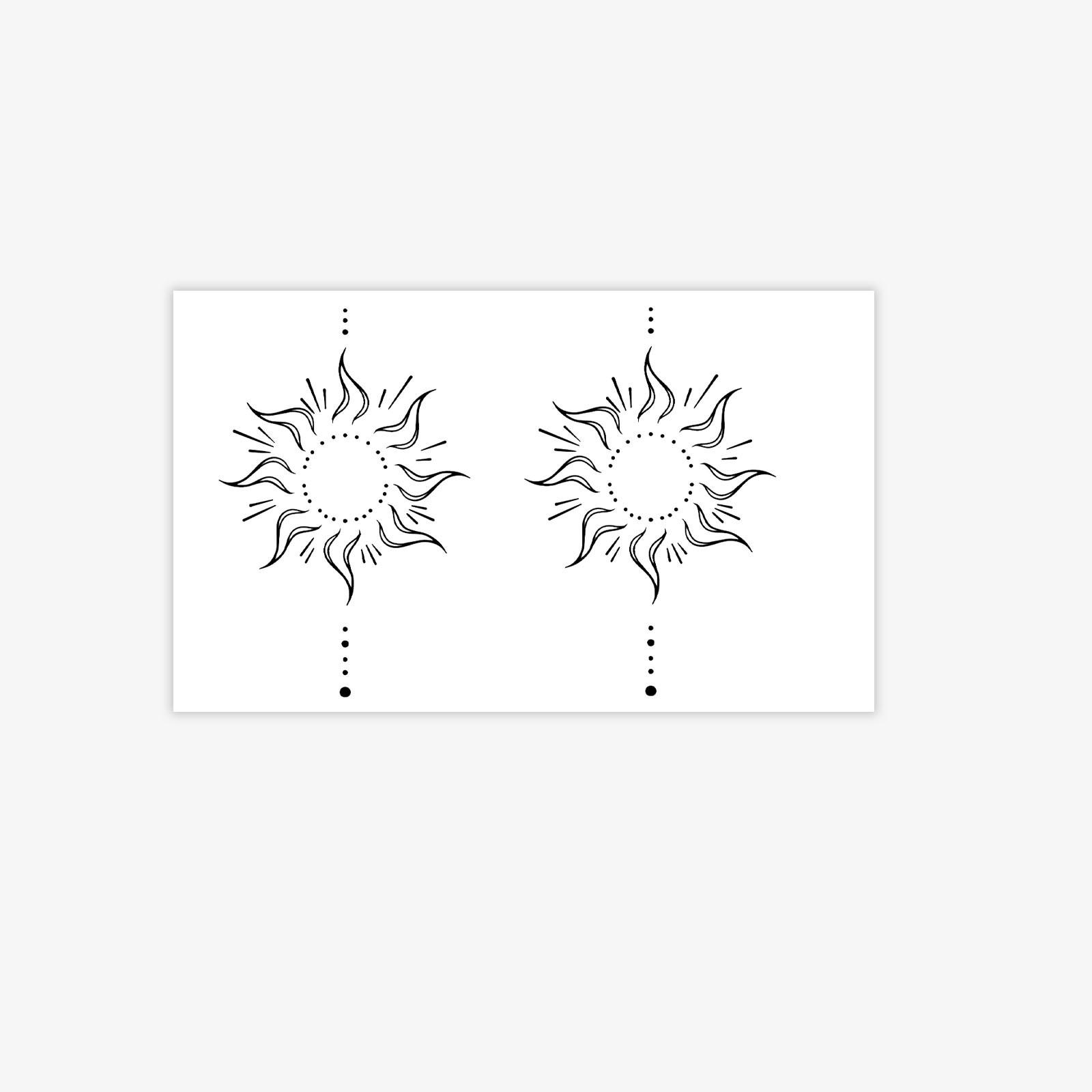

Minimalist Line Sun Tattoo Sticker, Star Dot Decoration, Waterproof, Sweat-Proof And Non-Reflective. 11*18