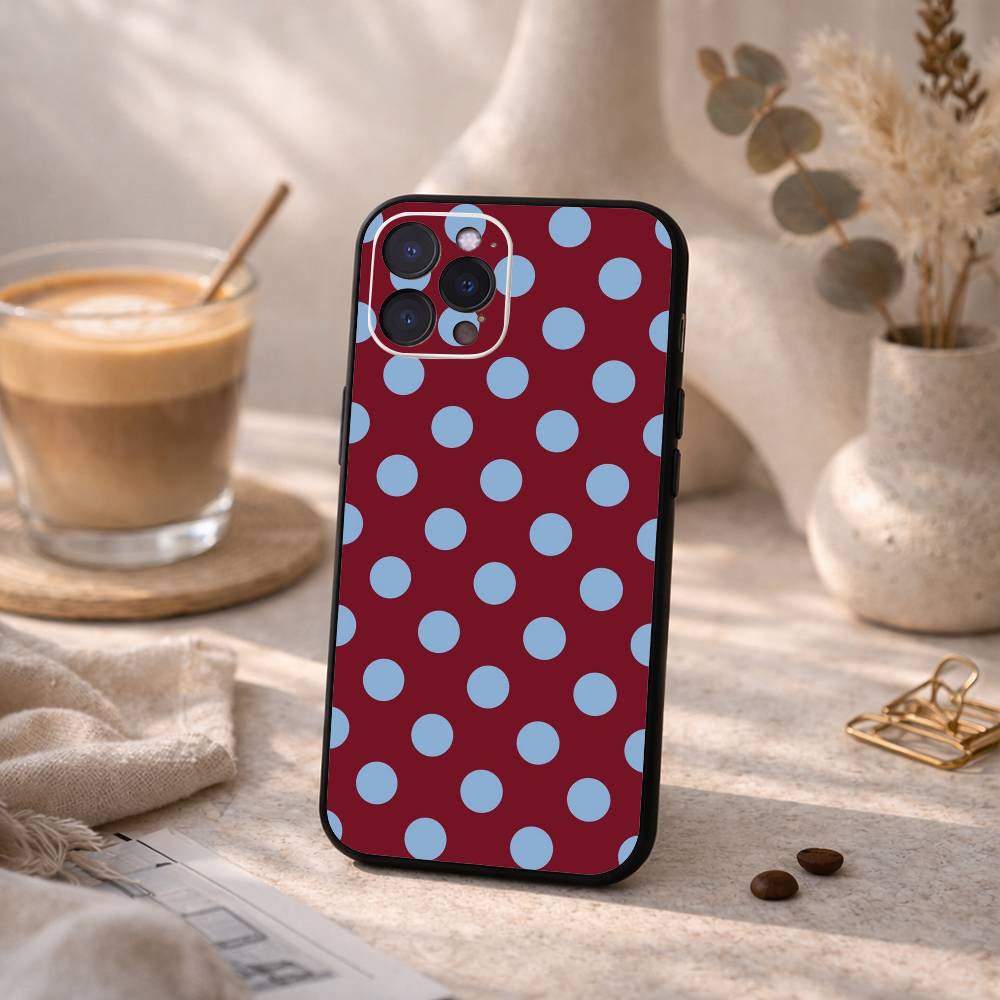 Ins Style P-Polka Dot Vintage Phone Case For iPhone17 16 15 14 13 12 11 Pro Max Plus,5G Soft Black Case