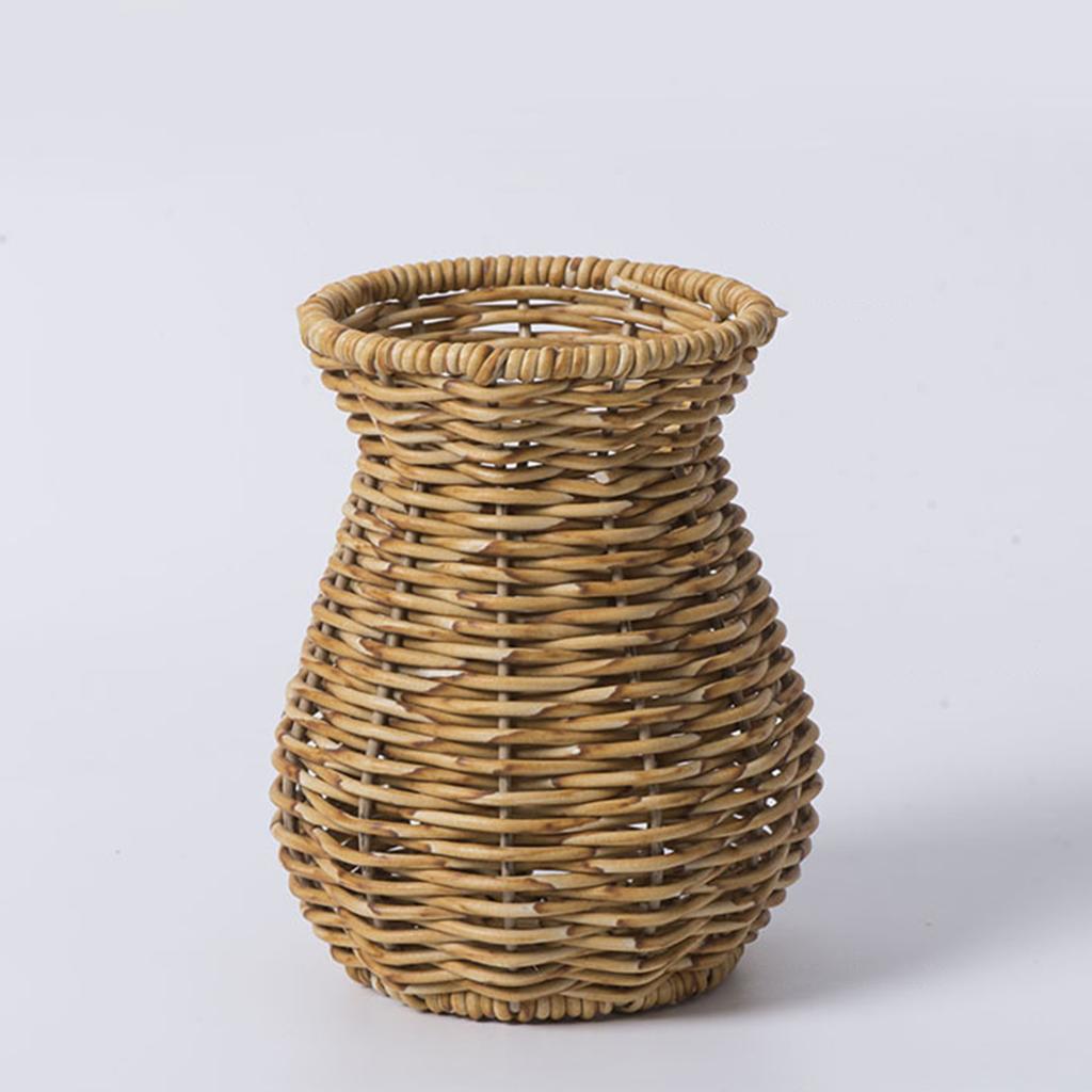 Handwoven Dried Flower Holder Rattan Effect Chic Flower Pot for Pampas Grass & Artificial Flowers