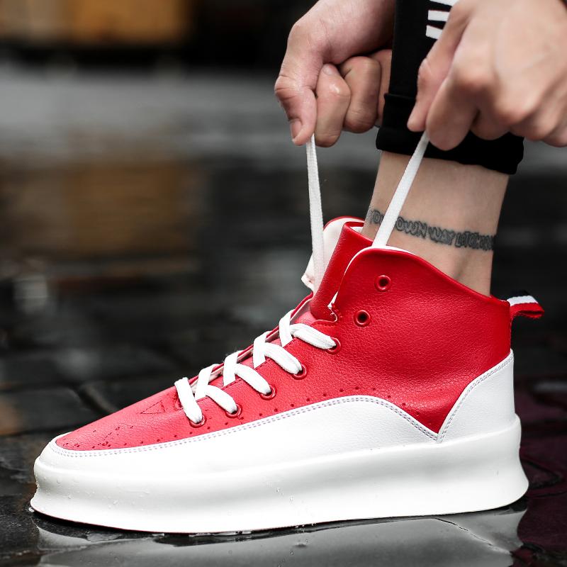 Herren Ganzjahres Trendige High-Top Skate-Schuhe, Rutschfeste Verschleißfeste Dicke Sohle Höhensteigernde Vielseitige Lässige Sportschuhe