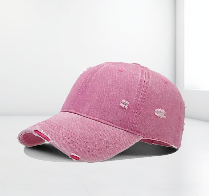 12-Color Distressed Pure Cotton Baseball Cap - Outdoor Versatile Plain Design