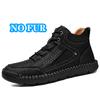 Comfy Leather Mens High Top Shoes Fashion Ankle Boots Classic Hiking Shoes Outdoor Man Driving Boots Non-Slip Casual Shoes Botas