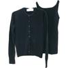 chaos Black Dark Grey Cardigan Camisole (2 Pieces) Tops F blackUsed