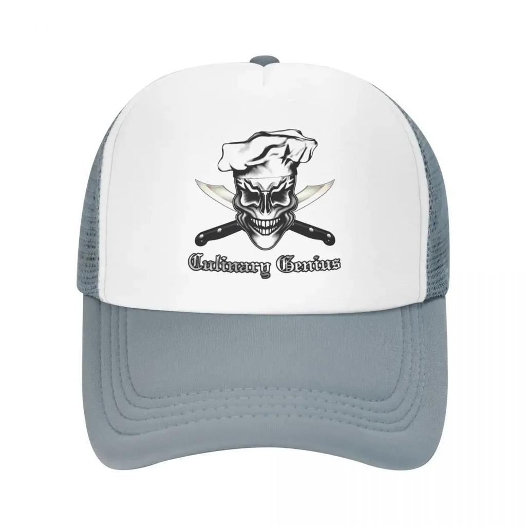 Personalized Culinary Genius Skull Chef Trucker Hat for Unisex Women Adjustable Unisex Cooking Pirate Baseball Cap Outdoor Dad Hat