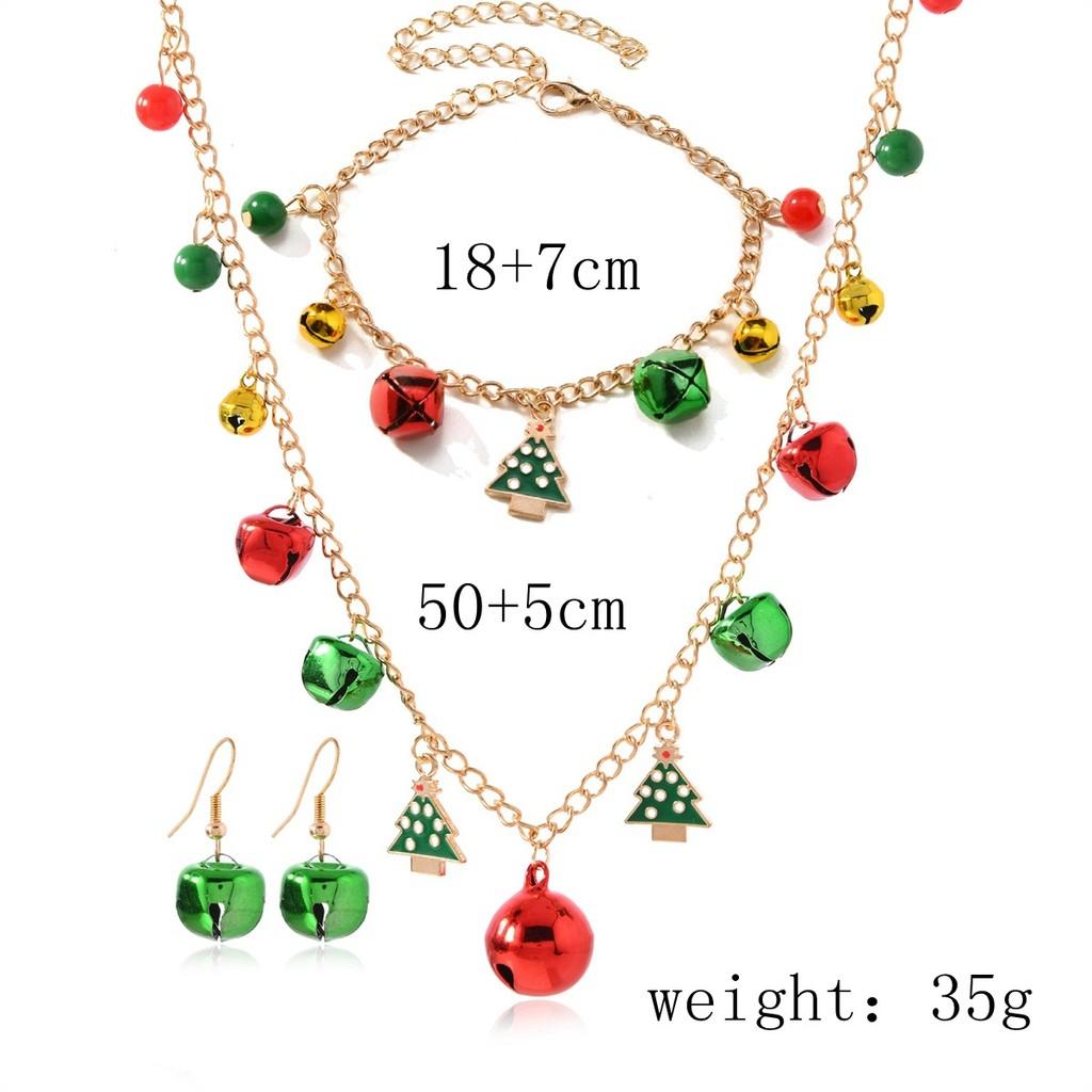 Gift Jewelry Christmas Set With Bell Botanical Motifs In Alloy For Celebrations