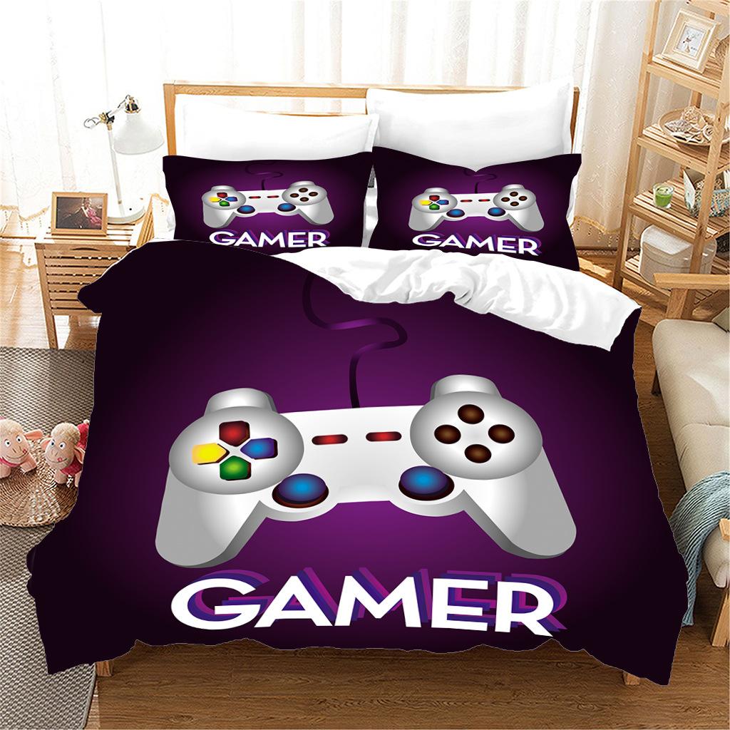 Gamepad Printing Three-Piece Digital Printing Quilt Cover Pillowcase Sheet