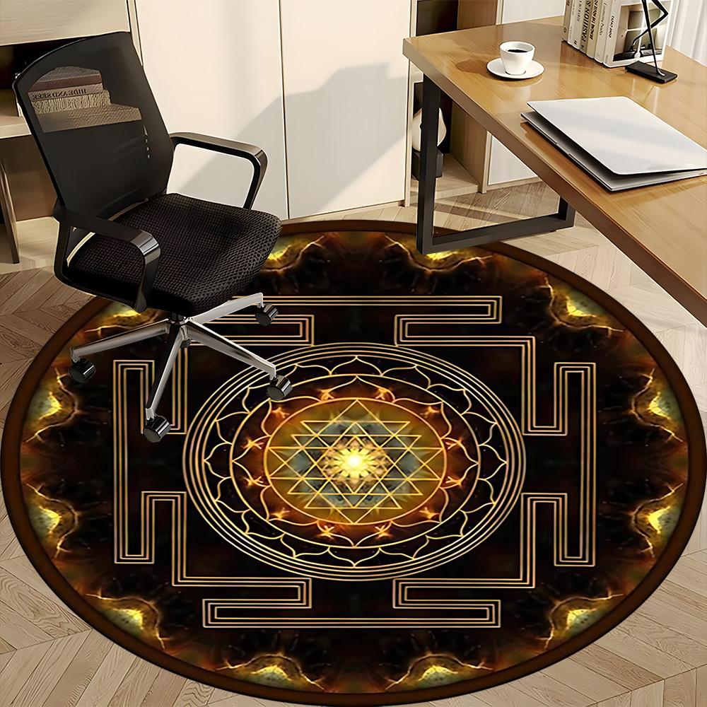 1PC Sacred Geometry Symbol Chair Carpet for Office Non-Slip, Lightweight, Machine Washable Rug for Office, Sleeping, Room - Holiday Decoryy251009028