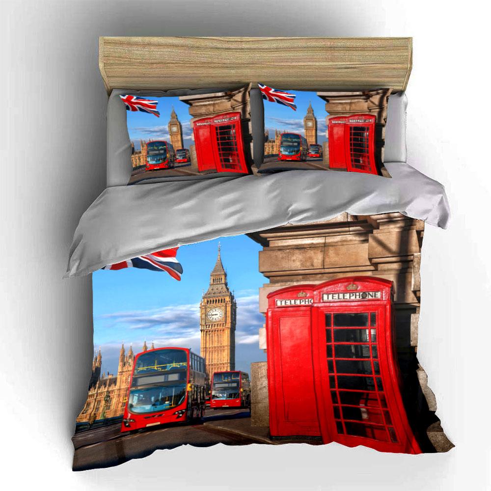 Union Jack, Big Ben, Busse. Bettwäsche-Sets Bettbezug-Sets Bettbezüge Kissenbezüge(1*Bettbezug 2*Kissenbezüge ohne Bettdecke)