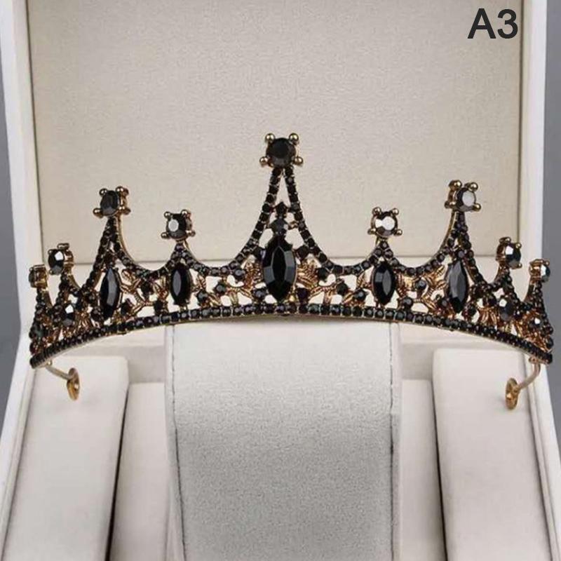 

1Pc Bride Retro Black Crystal Crown Queen Tiara Brides Wedding Jewelry A3