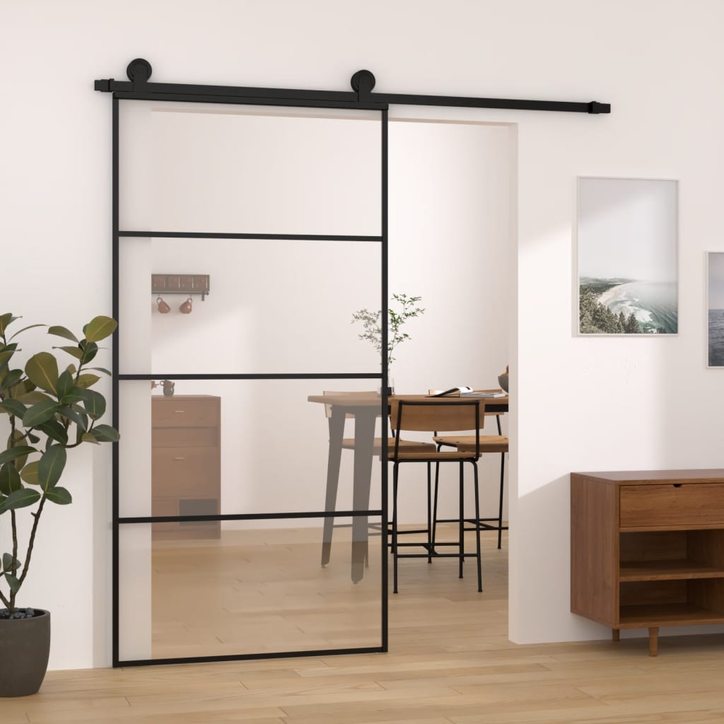 Vidaxl Drzwi Przesuwne A Akcesoriami, 102,5X205 Cm, Esg I Aluminium
