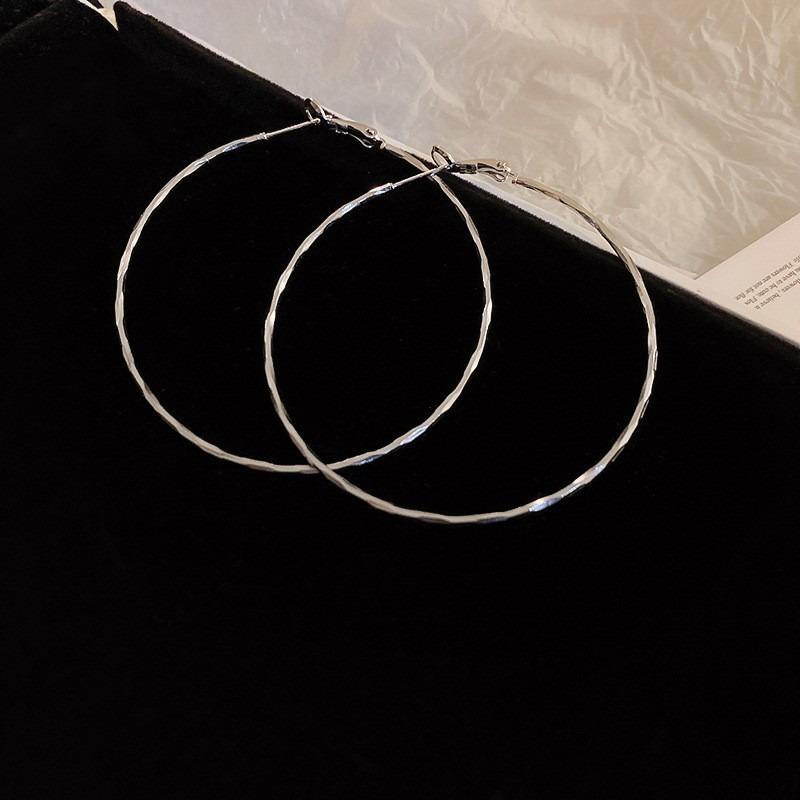 Silver Needle Diamond-set Geometric Circle Earrings Temperament Light Luxury High-end Earrings Personalized Design Cold Wind Earrings Wholesale