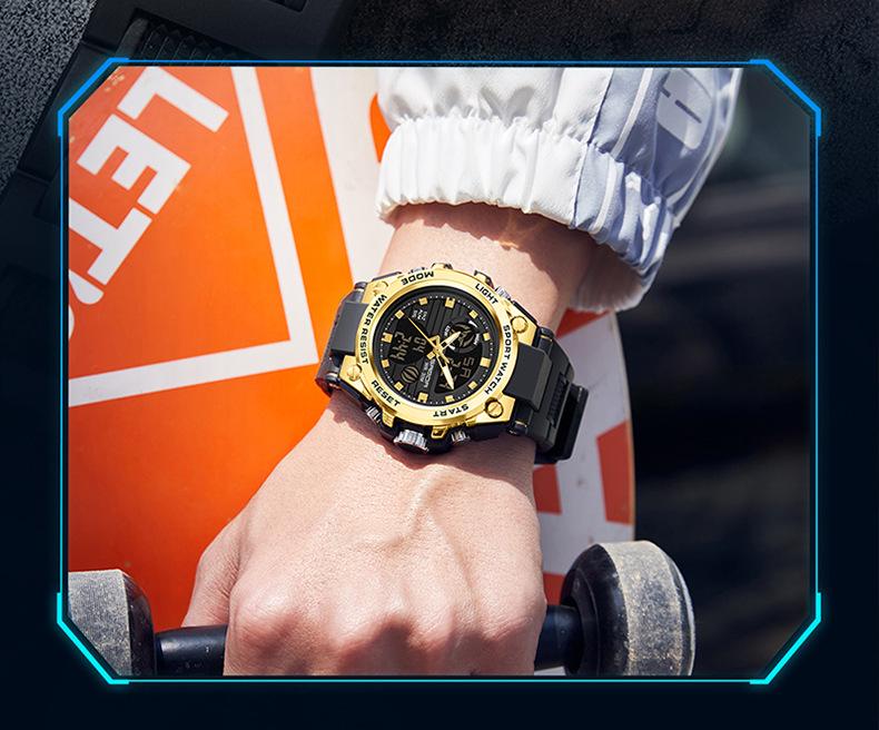 Sanda Multifunctional Sports Watch for Teen Boys: Dual Display, Luminous, Waterproof, with Alarm