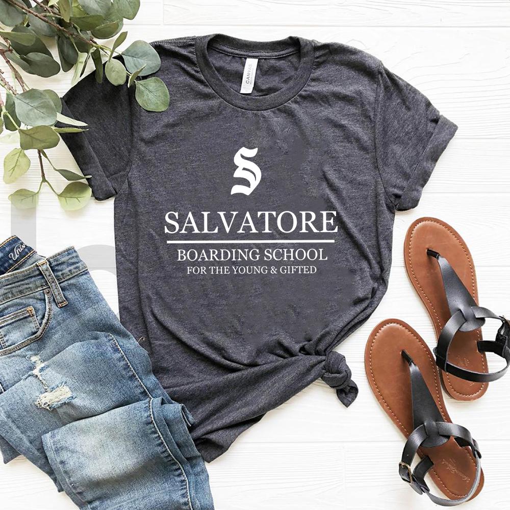 Salvatore Boarding School Tshirt TV Show TVD Vampire Diaries Tees Damon Stefan Salvatore Shirt Mystic Falls Vampire Fans Gift