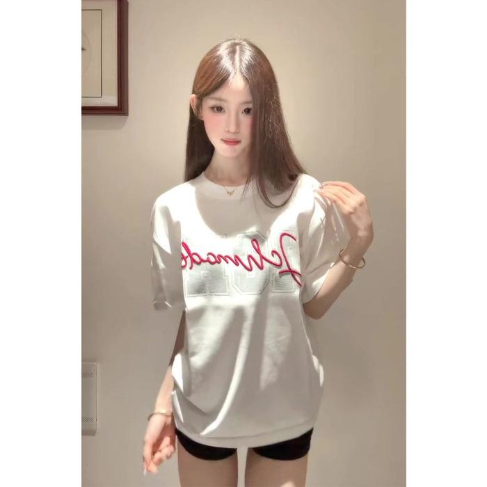 

Women s Heavyweight Puff Print Pure Cotton Short Sleeve T-Shirt - Summer 2025 Collection Large белый