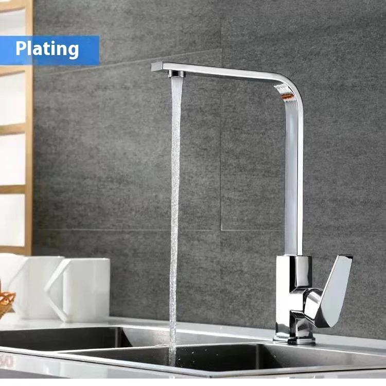 ZEXEF Black Paint Seven-character Square Kitchen Faucet Electroplating Refined Copper Hot and Cold Rotatable Washbasin Faucet