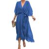 New Women's Clothing Solid Color Strap Long Sleeve Batwing Sleeve Irregular Dress Plus Size