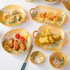 Creative Cartoon Flower Rabbit Ceramic Dishes Tableware Set Housewarming Household Salad Binaural Dishes Dish Combination