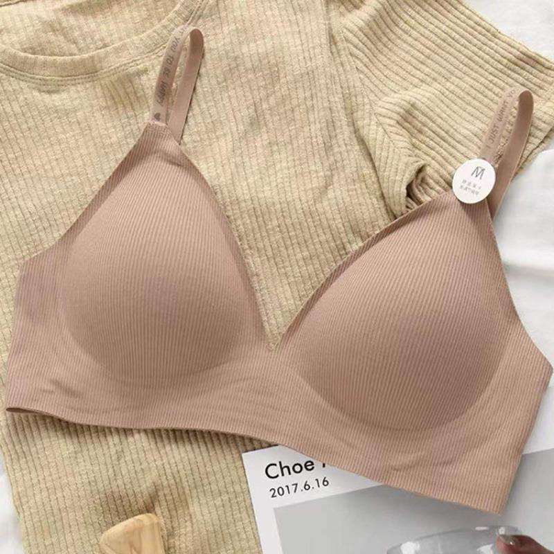 Naked Comfortable Thin Red Bra Seamless Breathable Large Thickened Jelly Strip Expansion Underwear