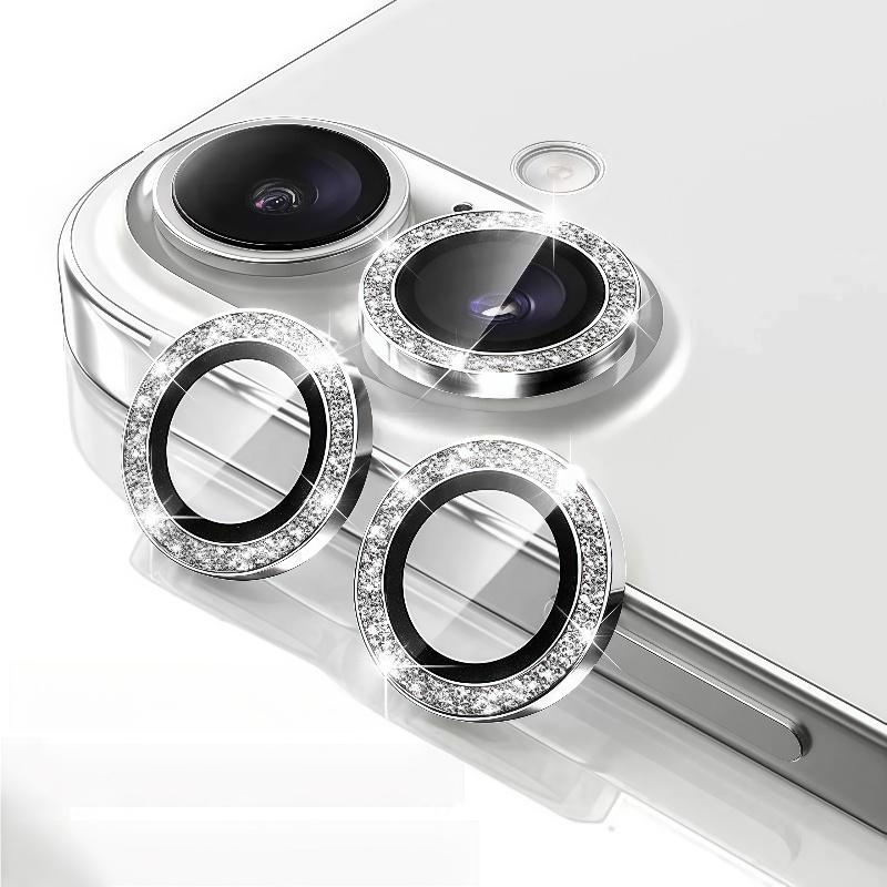 Colorful Bling Diamond Gitter Camera Ring Glass for IPhone 17 Pro Max 17 Air 16 15 Pro Max Plus Clarity HD Lens Screen Protector Metal Cap Accessaries