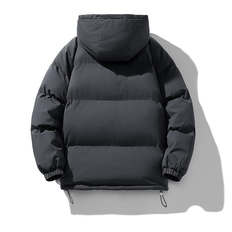 Men's Winter Hooded Down Jacket: Solid Color, Korean Style, Trendy, Loose, Warm, Casual Cotton Coat.