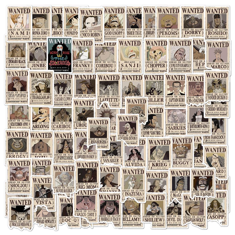 80Pcs One Piece Poster Stickers Waterproof Anime Stickers for Luggage Skateboard