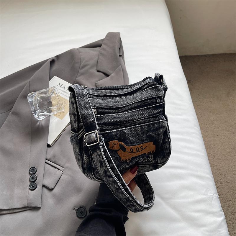 Ретро нишевая джинсовая сумка через плечо женская 2025 осень новая ленивый стиль модная сумка-мессенджер повседневная дорожная сумка