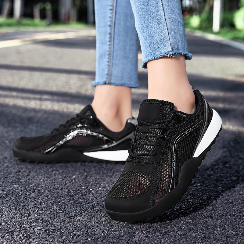 TUINANLE Couple Unisex Wide Toe Sneakers Breathable Mesh Lightweight Black All Day Comfort Casual Walking Shoes for Daily Outdoor