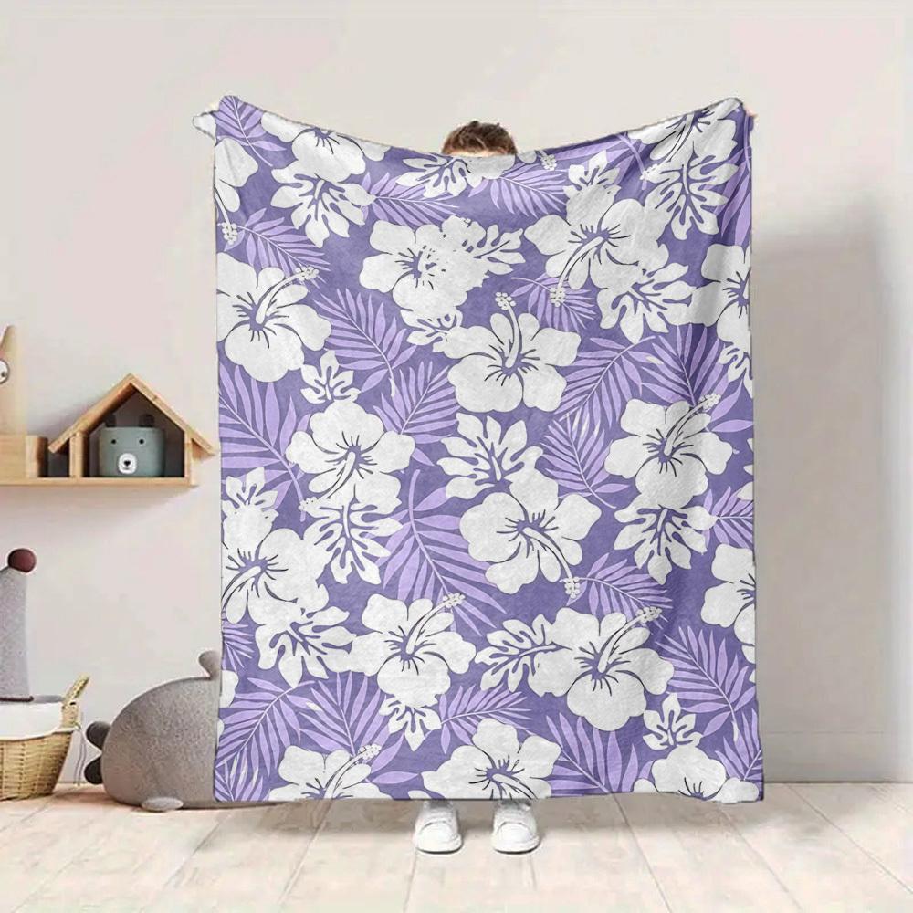 1pc Hawaiian-floral-pattern Blanket Warm, Cozy, And Soft, Suitable for Sofas, Beds, Cars, And Office Use.Perfect for Camping And Travel, Making It a G