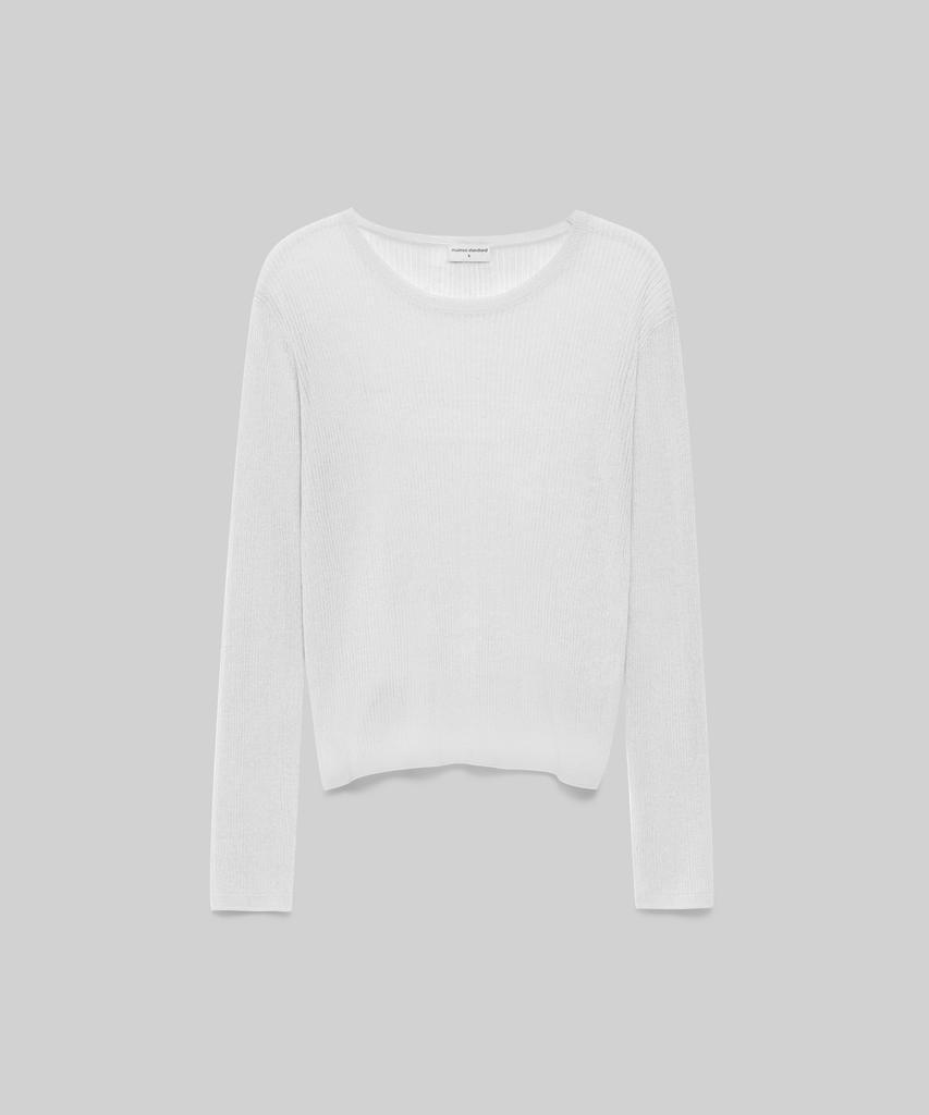 MUSINSA STANDARD WOMAN Women'S Linen Blend Ribbed Sheer Knit [White]