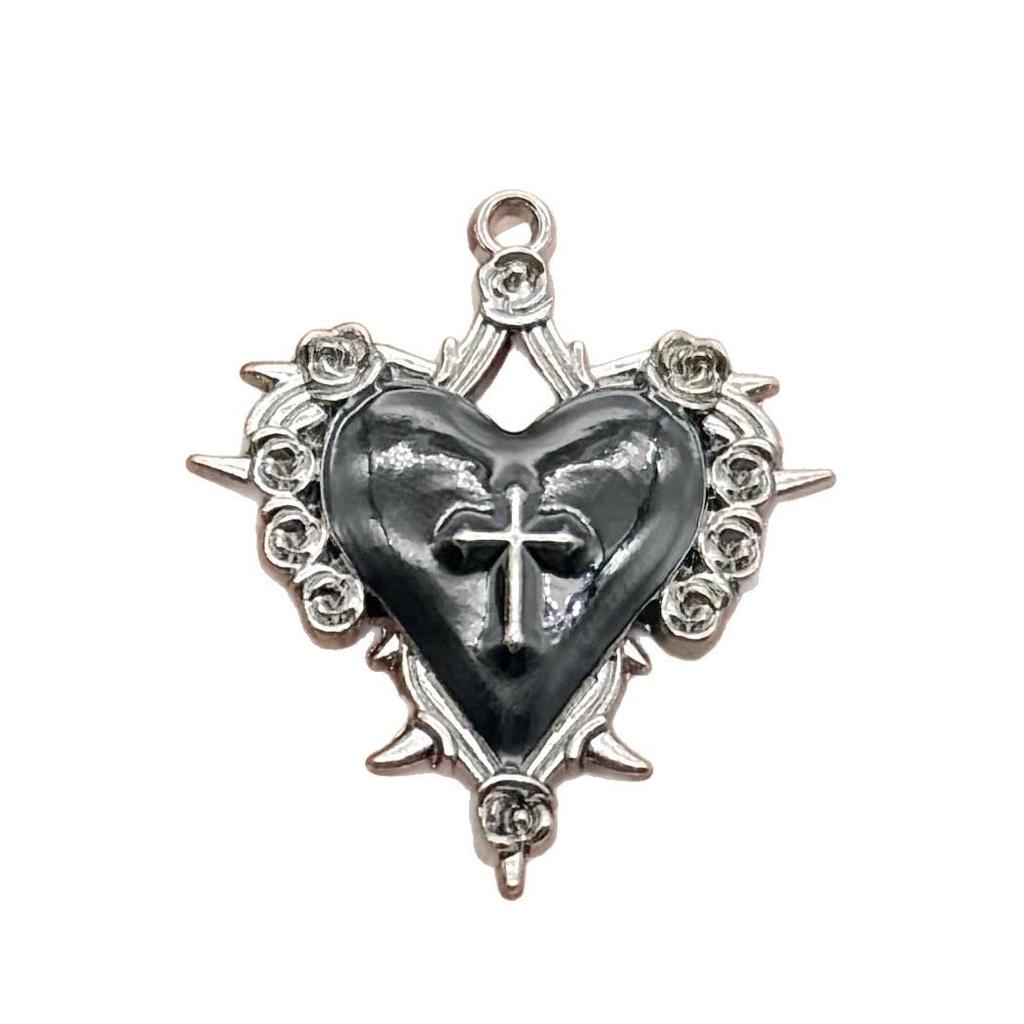 European & American Retro Dark Style Rose & Cross Pendant Accessories
